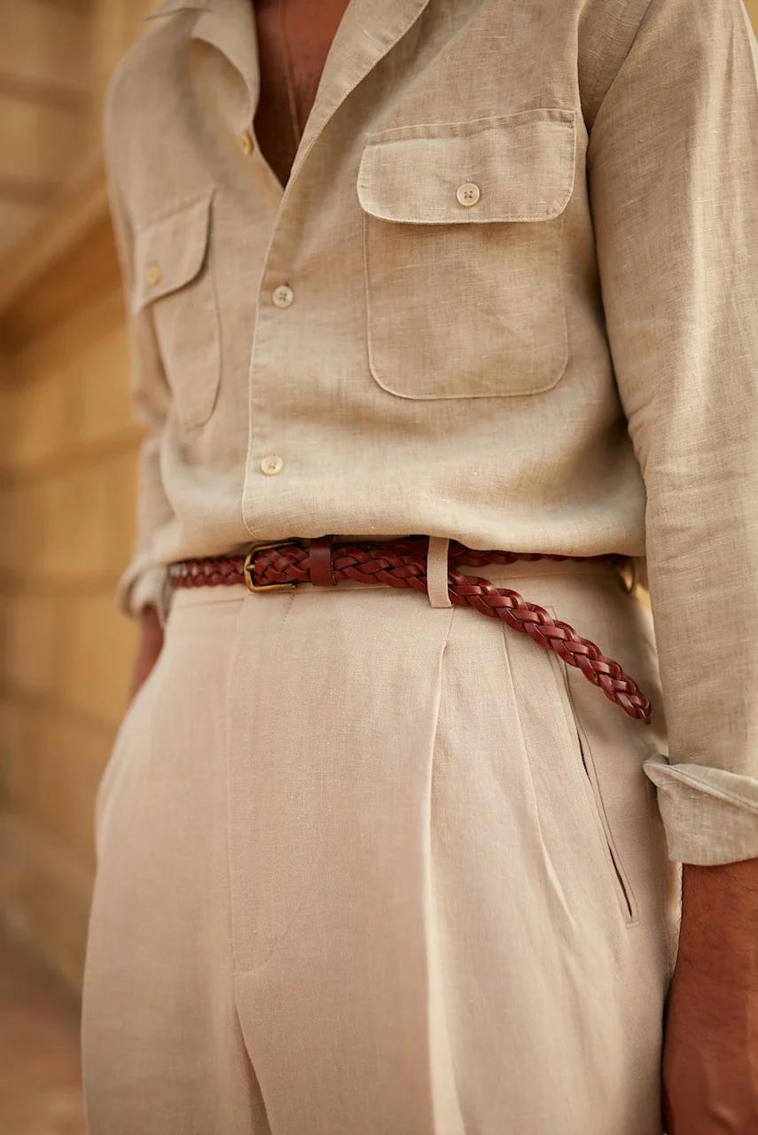 Braided Leather Belt William Light Brown - Image 5