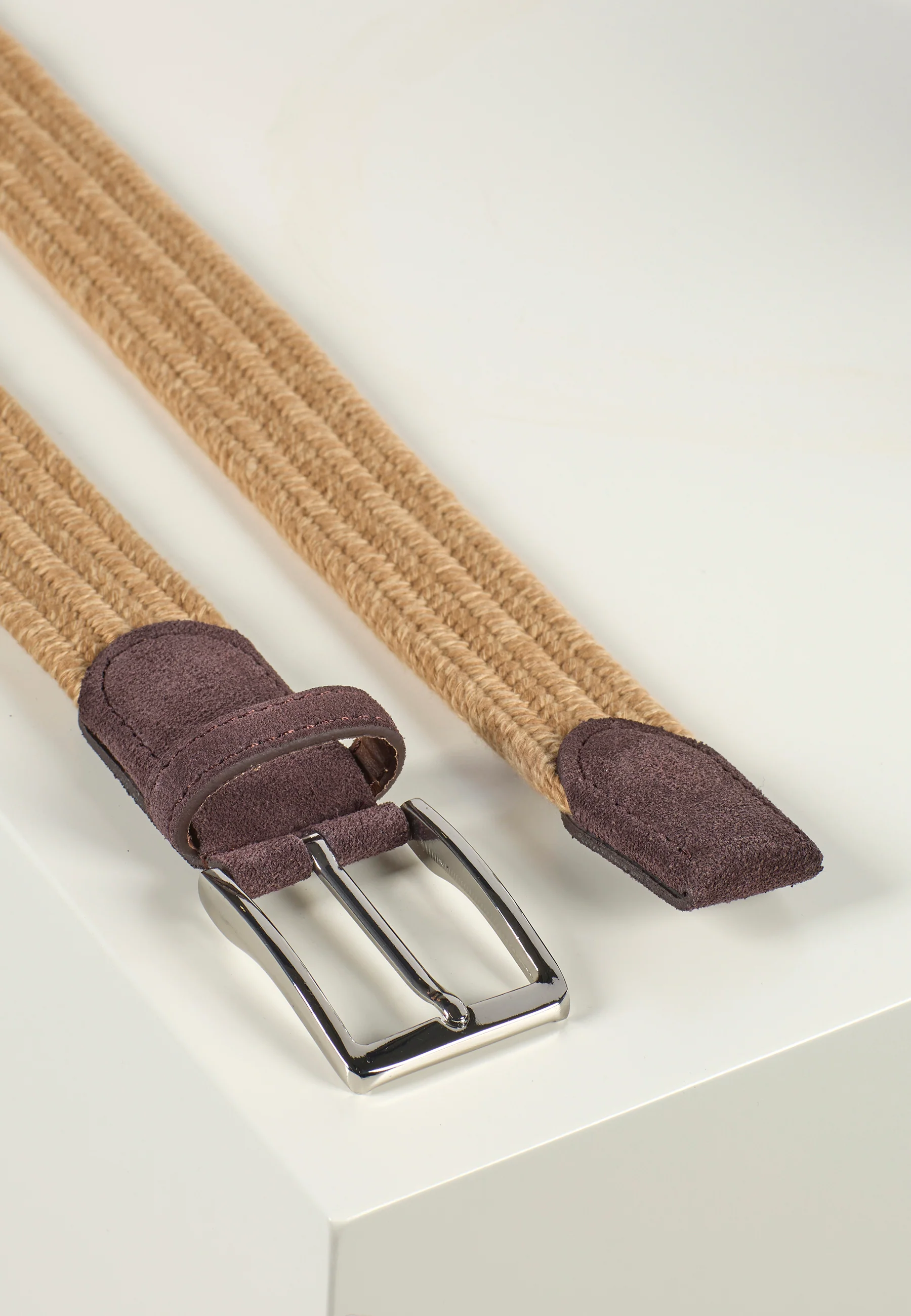 Braided Stretch Belt Beige - Image 2