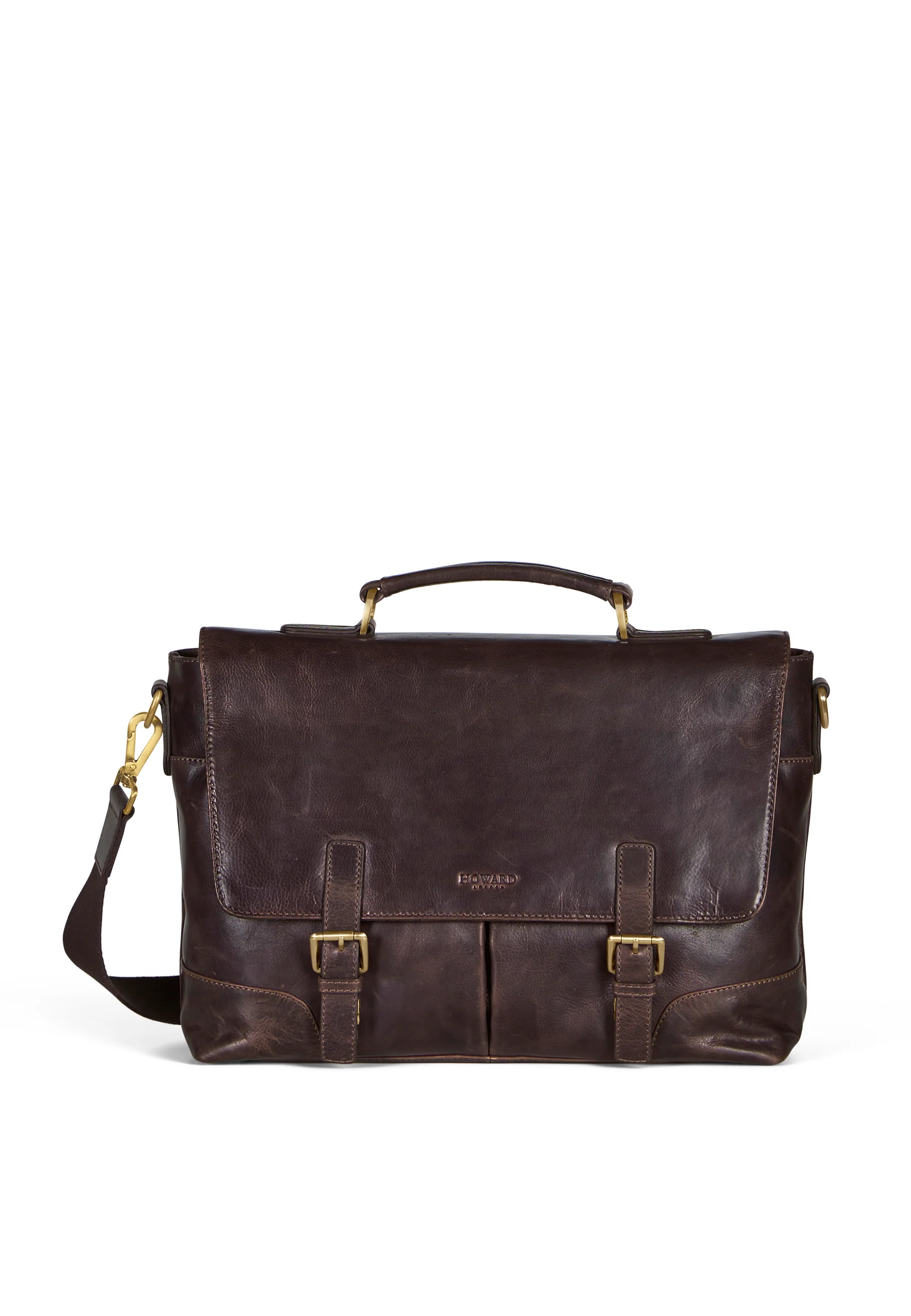Leather Briefcase Bag James Dark Brown