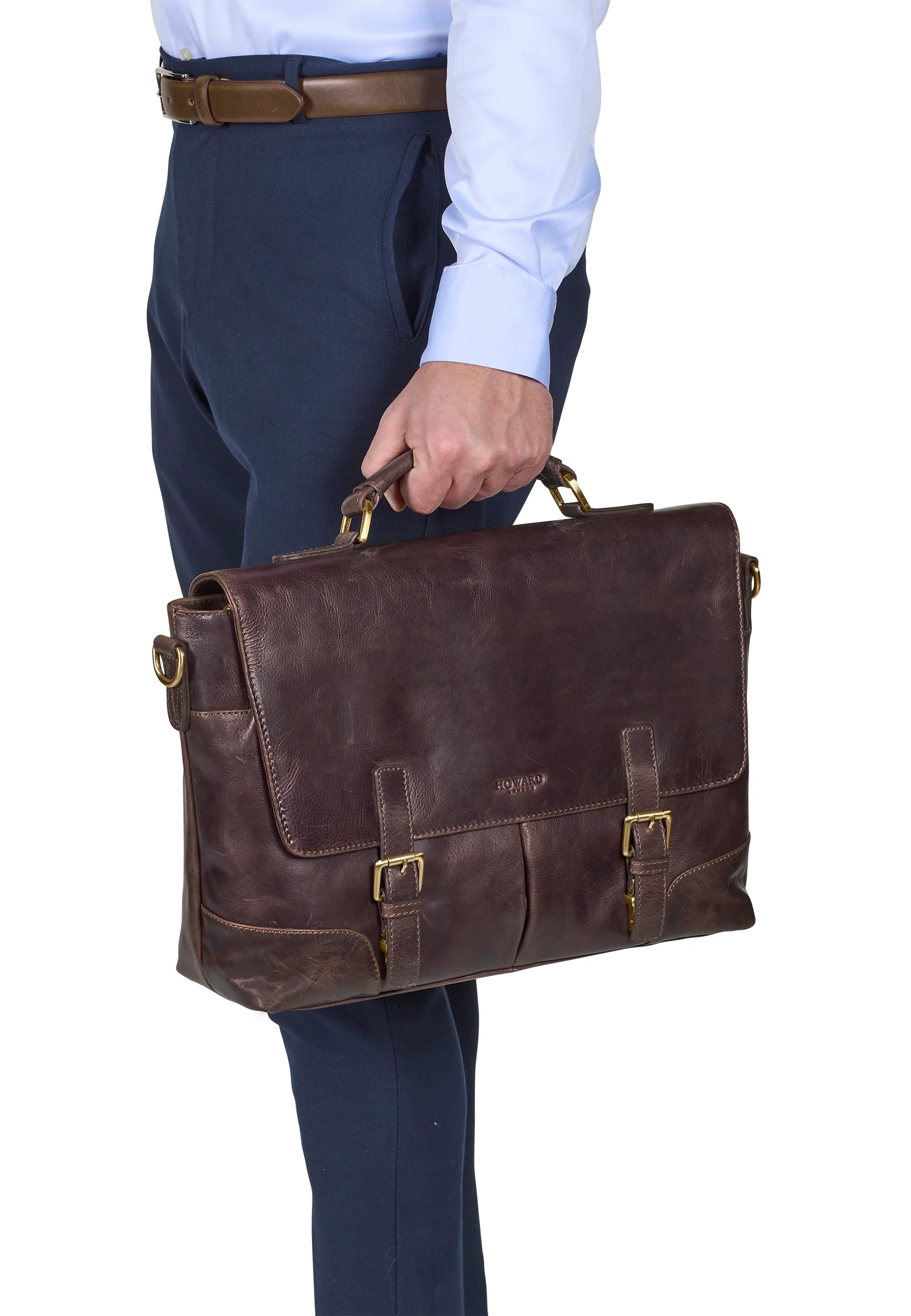 Leather Briefcase Bag James Dark Brown - Image 5