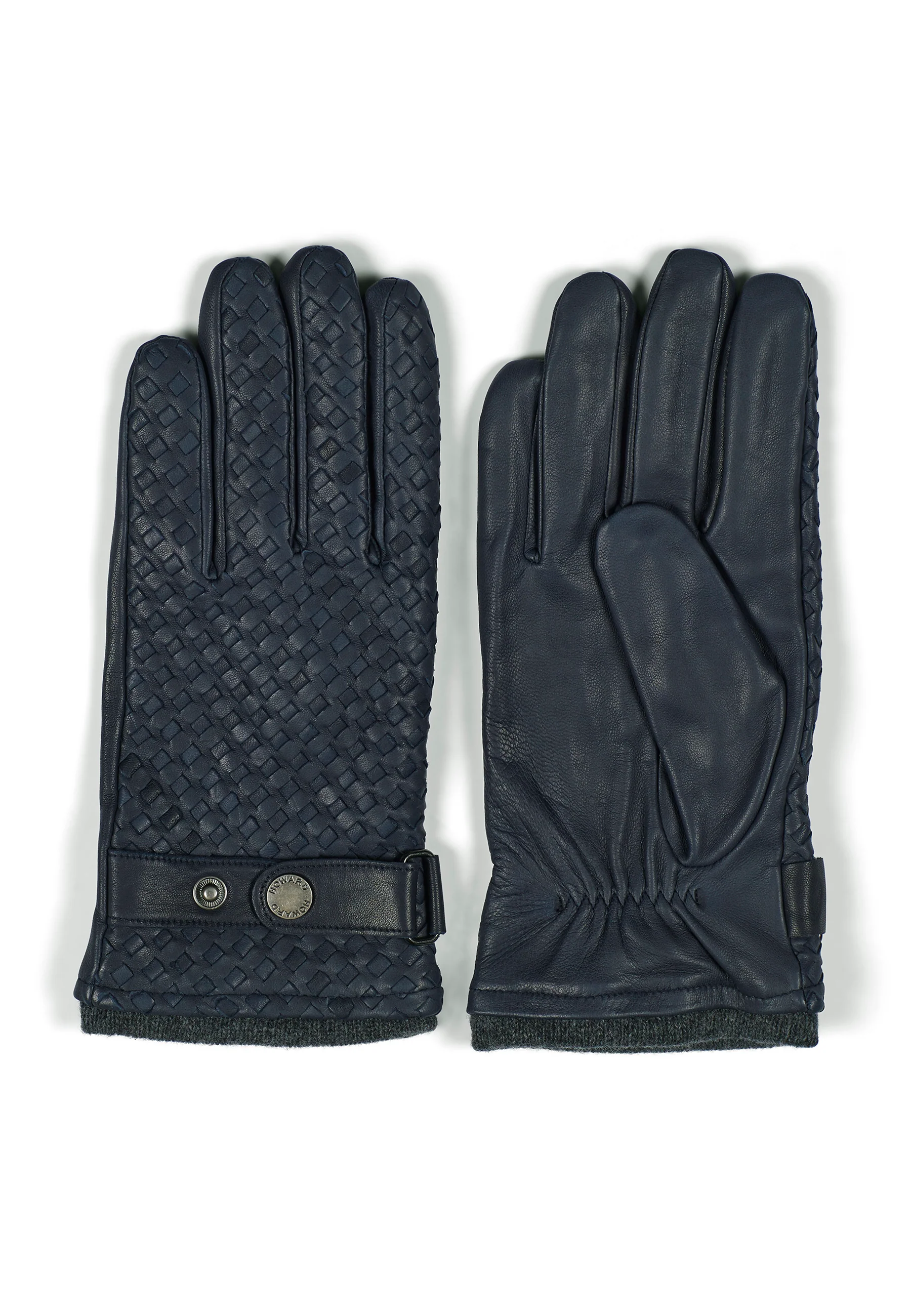 Leather Braided Gloves Axel Navy