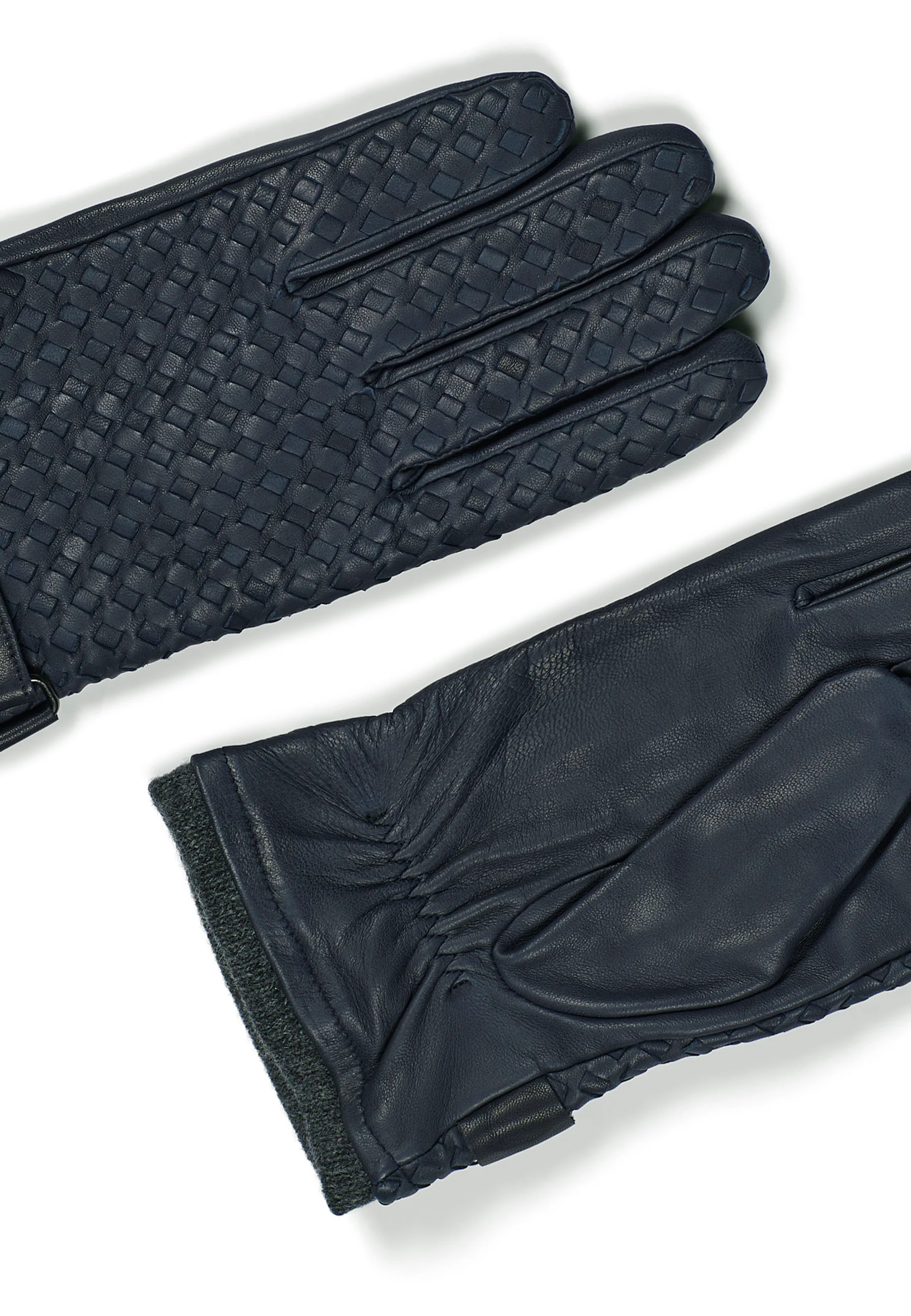Leather Braided Gloves Axel Navy - Image 2